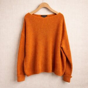 FRENCH CONNECTION Sweater Chunky Knit Oversized Boat Neck Pullover